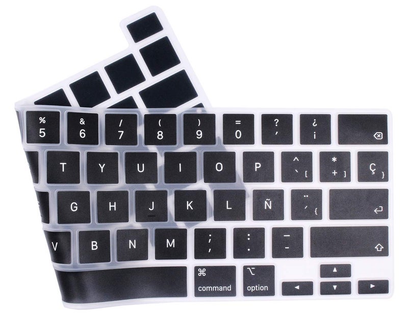 UHamn Spanish Language Silicone Keyboard Cover Skin Compatible with 2020 2019 MacBook Pro 16 inch with Retina Display Model A2141, 2022 2021 2020 MacBook Pro 13 inch with M2/M1 Chip A2338 A2289 A2251 (Black - Image 2
